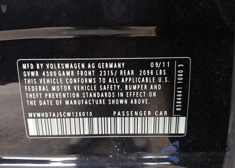 2012 Volkswagen Gti 4-Door из США, поврежденный, VIN WVWHD7AJ5CW126010